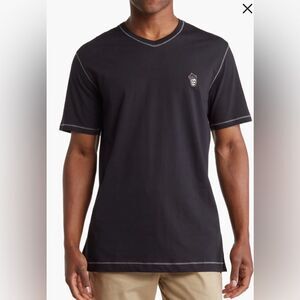 Robert Graham Damien Short Sleeve V-Neck T-Shirt Black- Size Medium